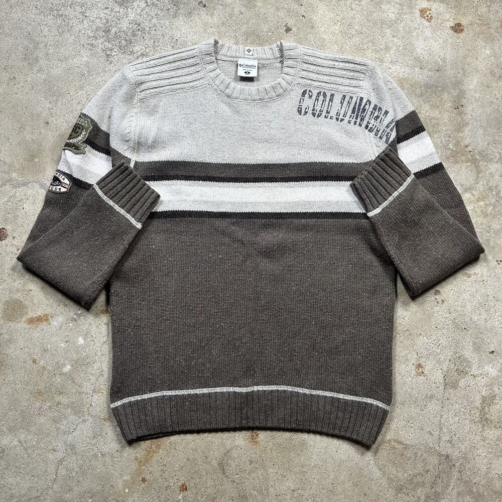 Y2K Columbia Sportswear Outdoor Striped Earth Tone Sweater Size M